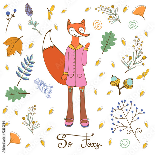 So foxy elegant concept card with fox character