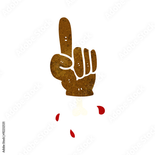 cartoon pointing severed hand