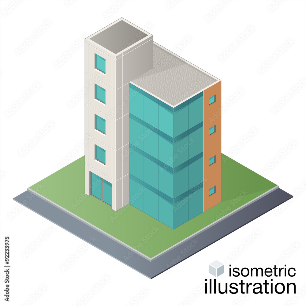 Modern isometric office building, business center Modern isometric office building, business center