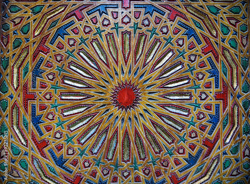Colourful wooden pattern on...