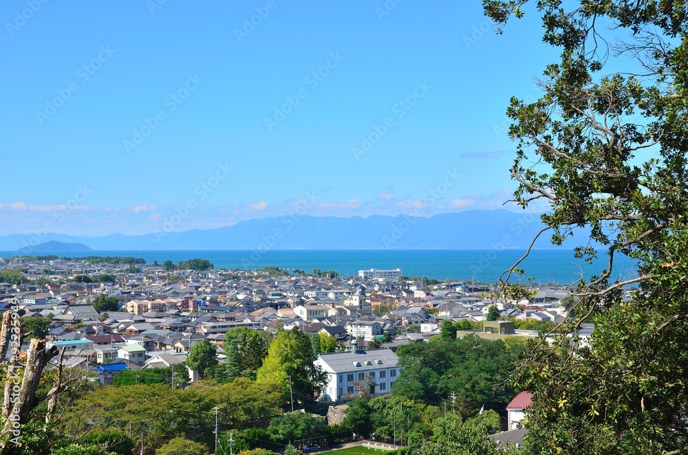 Naklejka premium 滋賀県 彦根市の町並み