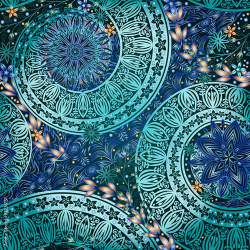 Vintage floral motif ethnic seamless background.
