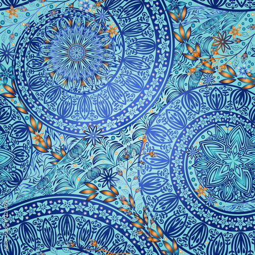 Vintage floral motif ethnic seamless background.