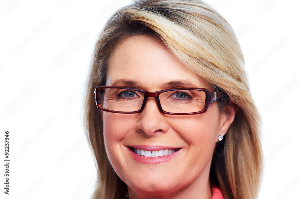 Beautiful elderly lady wearing eyeglasses. Beautiful elderly lady wearing eyeglasses.