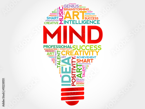 Mind bulb word cloud concept