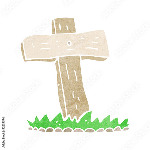 cartoon wooden cross grave