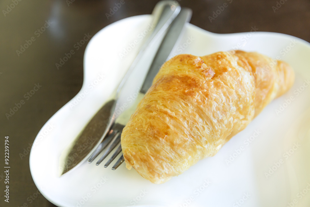 breakfast with fresh croissant