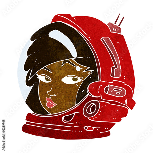 cartoon female astronaut