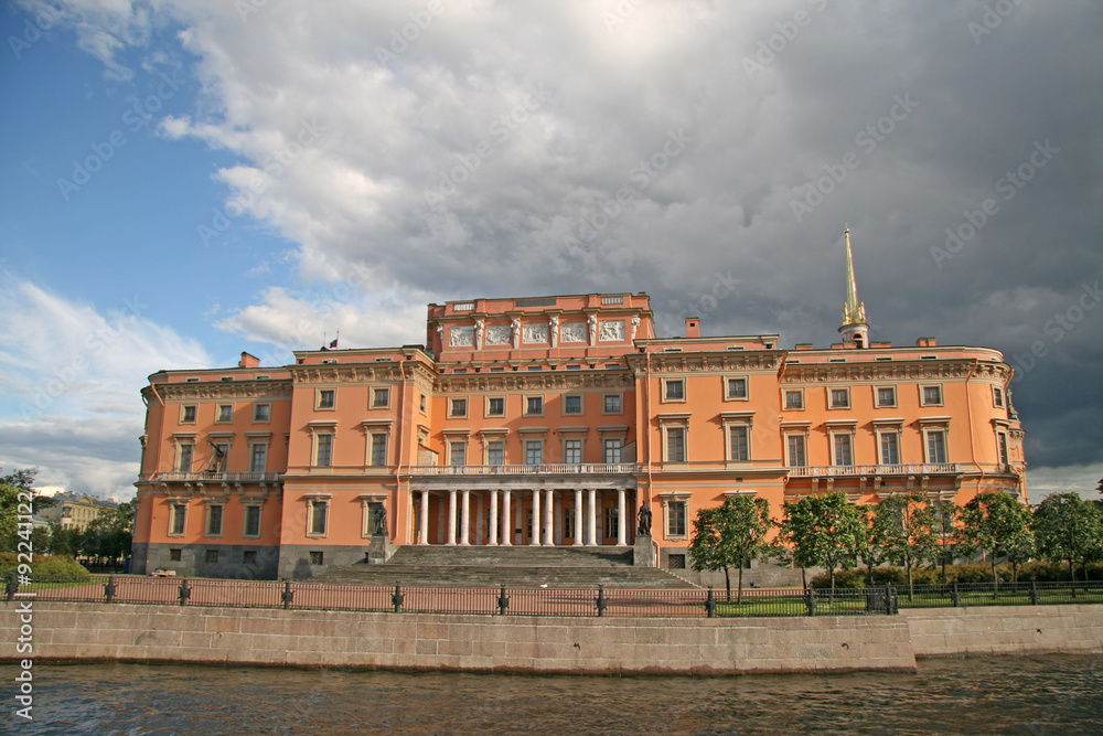 ST. PETERSBURG, RUSSIA - JUNE 26, 2008: Northern facade of St. Michael's Castle (or Mikhailovsky Castle or Engineers' Castle) from the Moika River