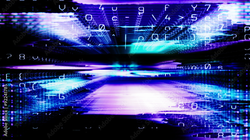 Video Background 2123: Abstract digital data forms pulse and flicker (Video Loop).