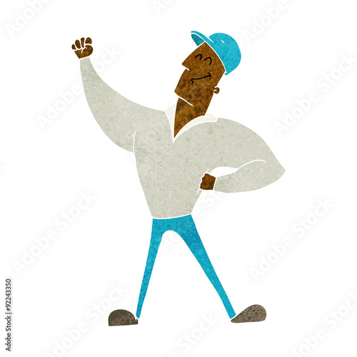 cartoon man striking heroic pose