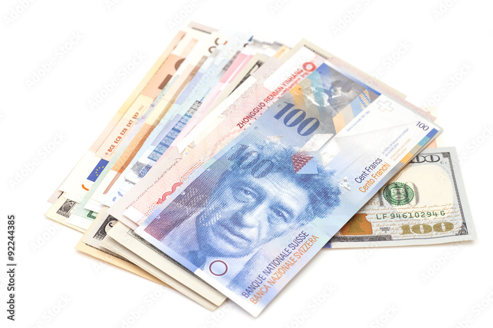 International currencies isolated on white background International currencies isolated on white background