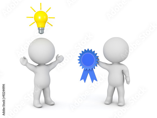 Photos 3D Character Getting a Blue Ribbon for an Idea