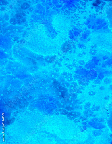 Blue watercolor background with splashes 