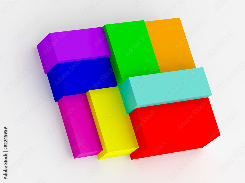 3D rectangle colorful shape in white background 3D rectangle colorful shape in white background