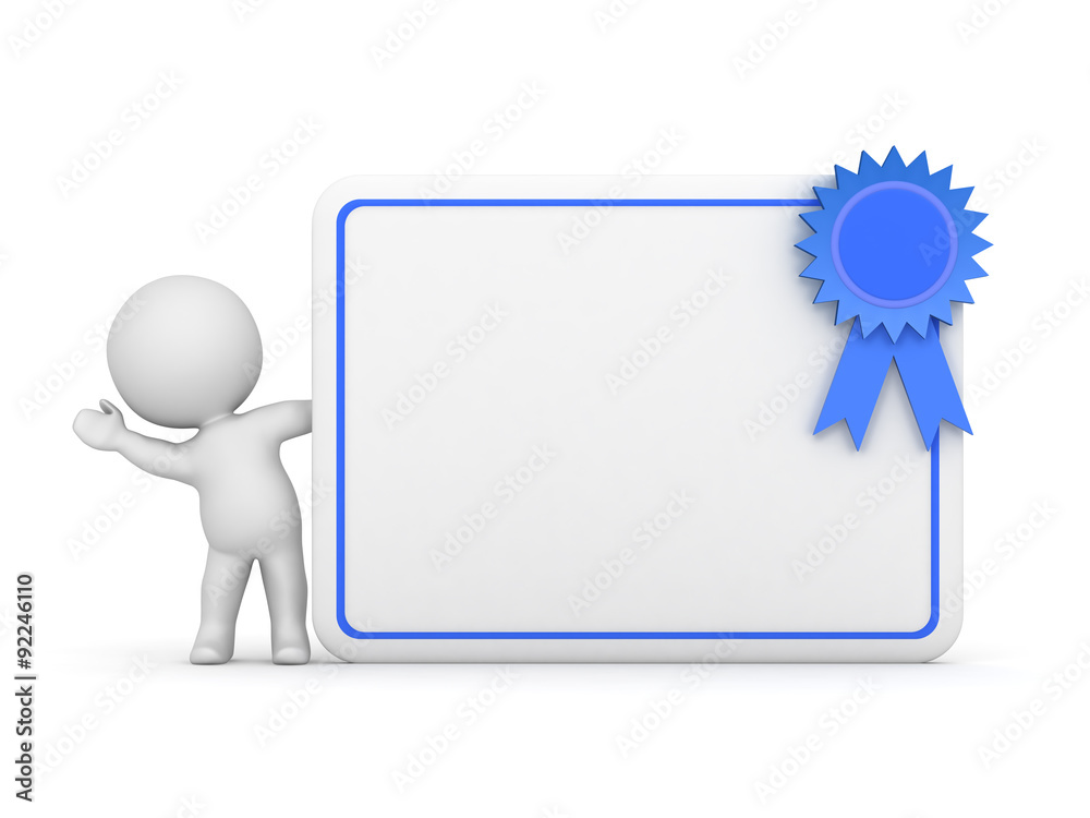 3D Character Waving from behind Diploma with Ribbon 3D Character Waving from behind Diploma with Ribbon
