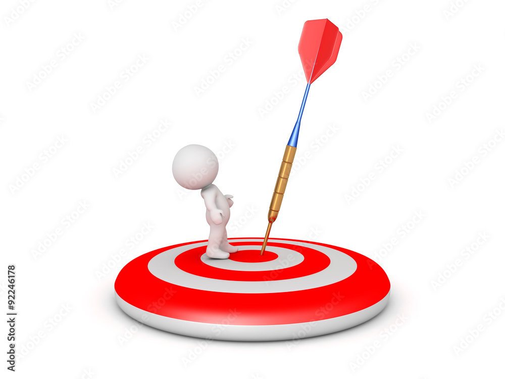 3D Character on Target with Dart Arrow close 3D Character on Target with Dart Arrow close