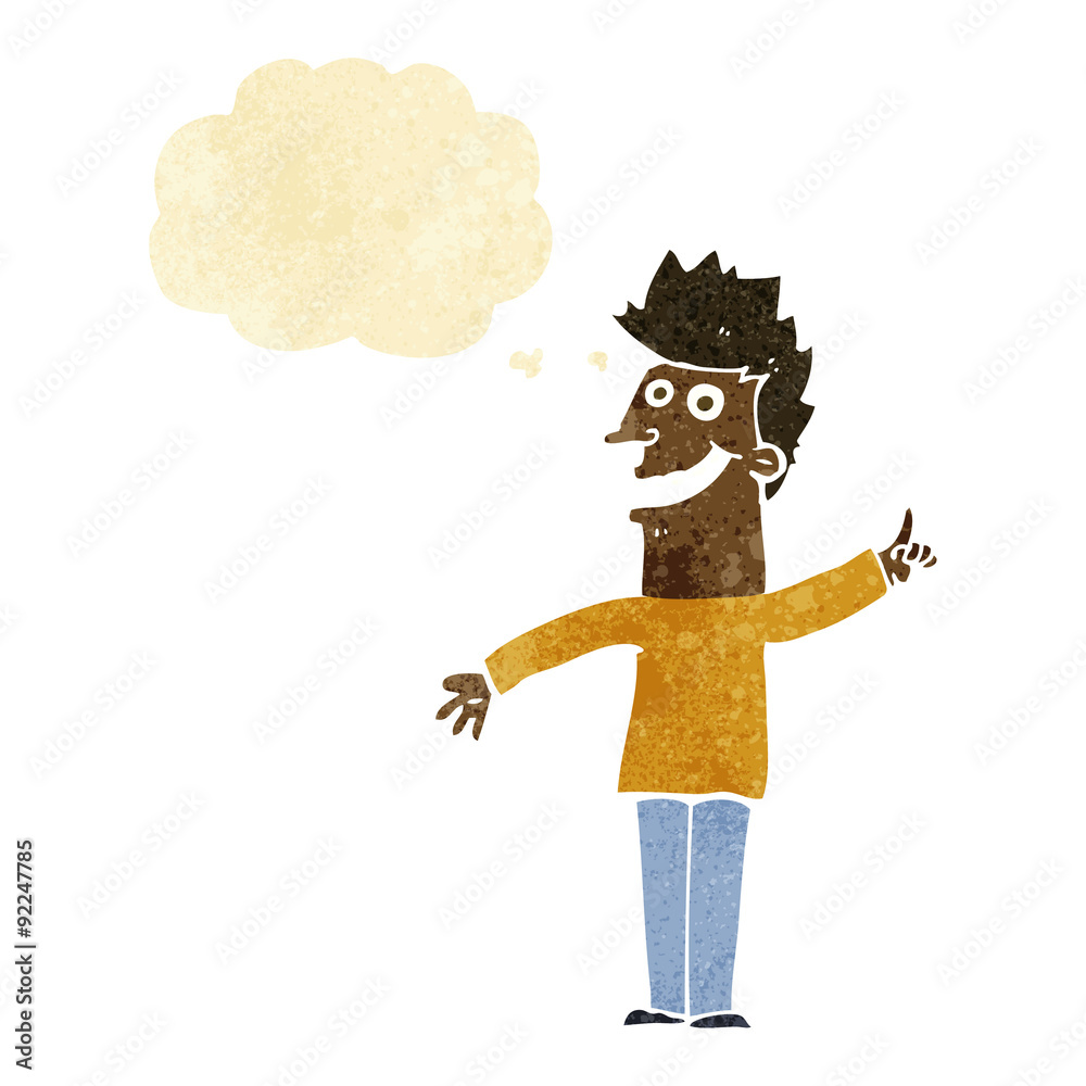 cartoon happy man with thought bubble cartoon happy man with thought bubble