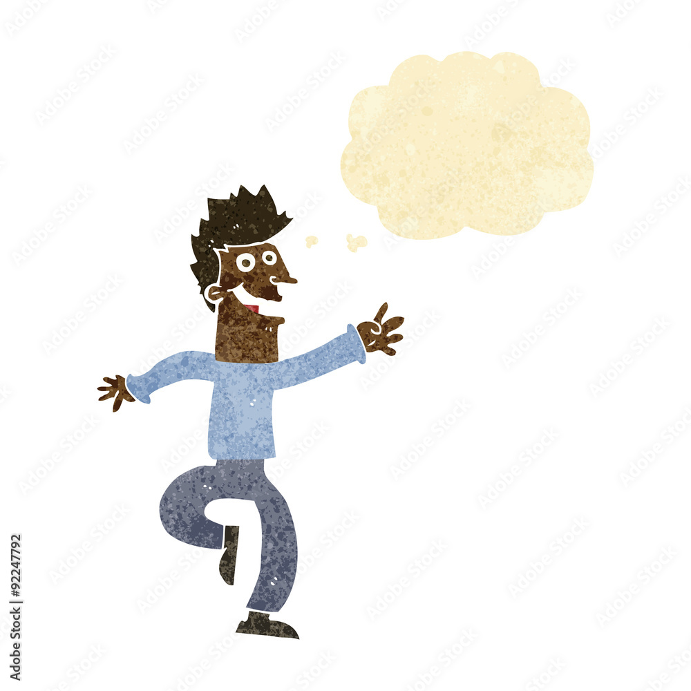 cartoon happy man with thought bubble cartoon happy man with thought bubble
