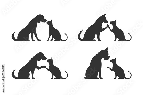 Silhouettes of pets cat dog