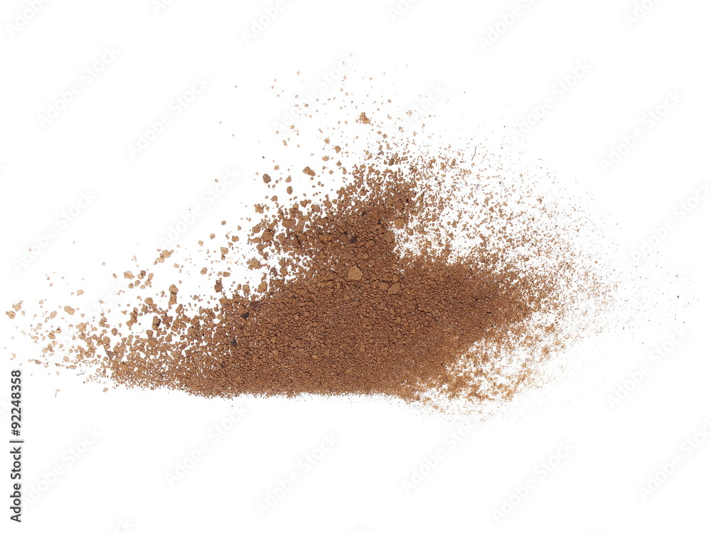 macro pile dirt isolated on white background, with clipping path