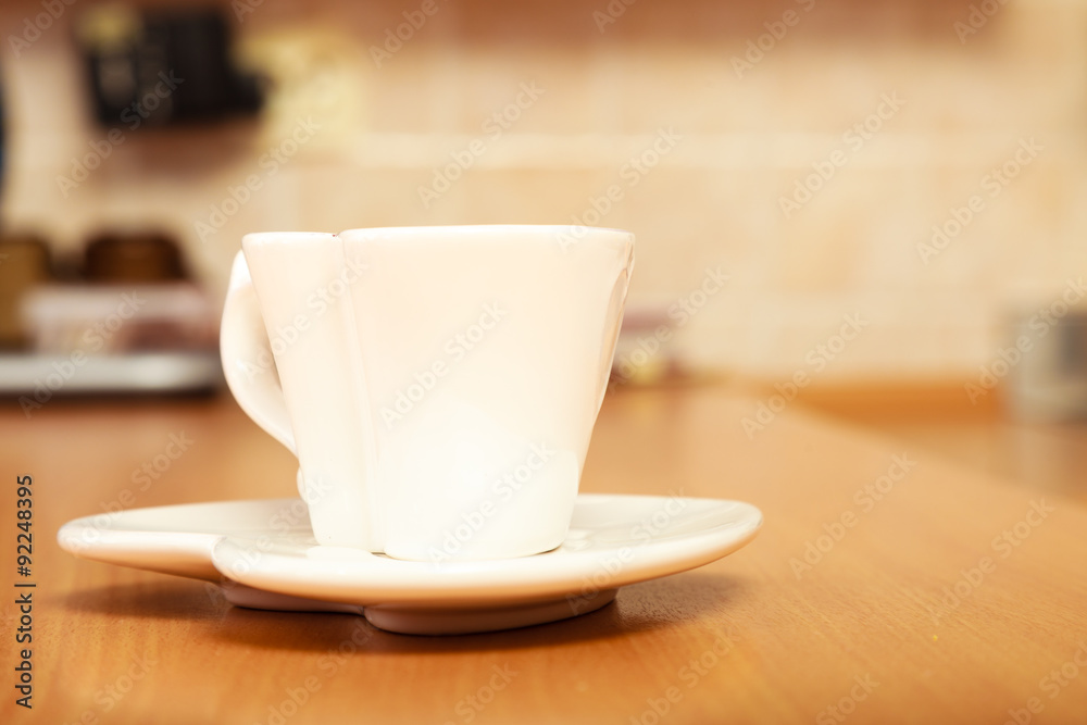 Empty tea coffee cup mug on saucer. Heart shape. Empty tea coffee cup mug on saucer. Heart shape.