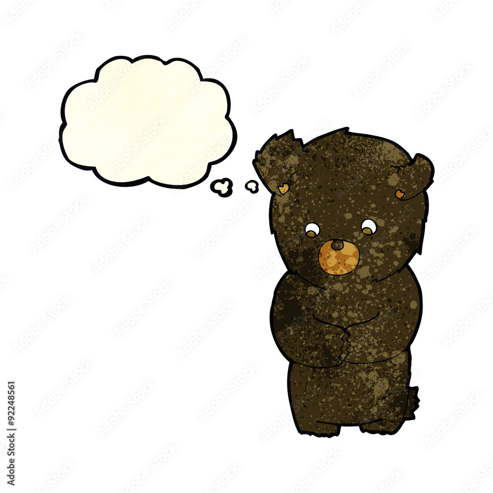 cute cartoon black bear with thought bubble cute cartoon black bear with thought bubble