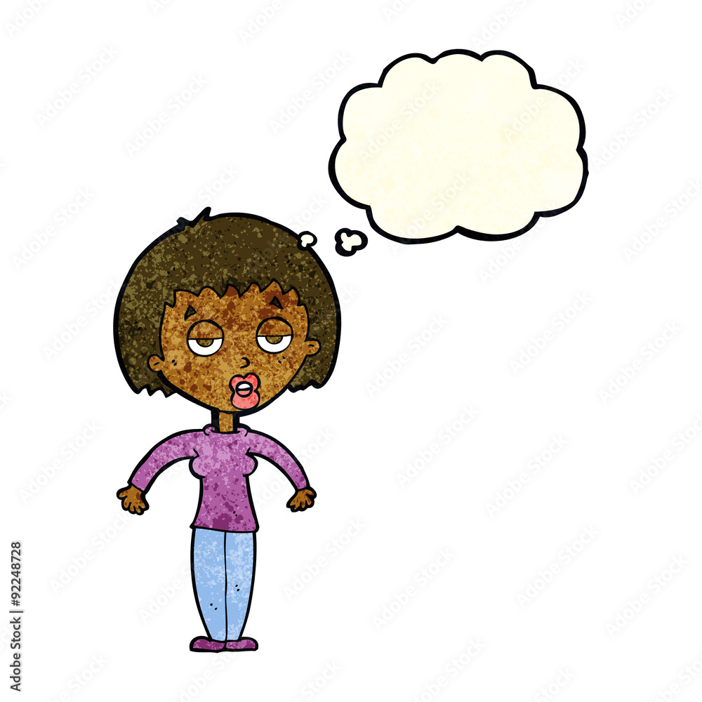 cartoon woman shrugging shoulders with thought bubble cartoon woman shrugging shoulders with thought bubble