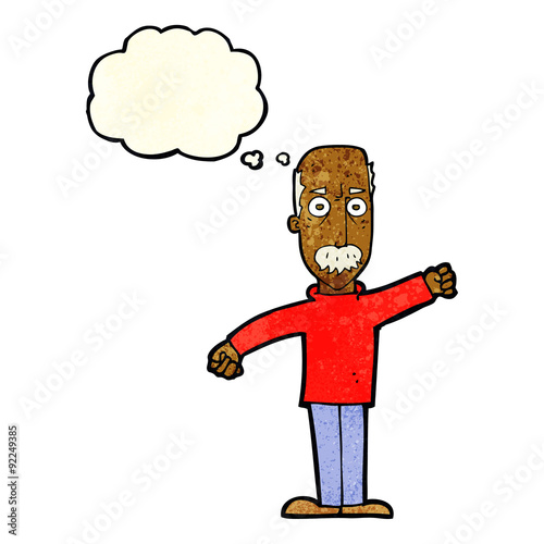cartoon angry old man with thought bubble