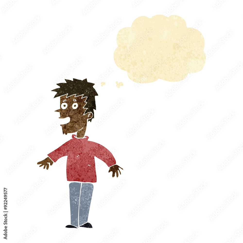 cartoon happy boy with thought bubble cartoon happy boy with thought bubble
