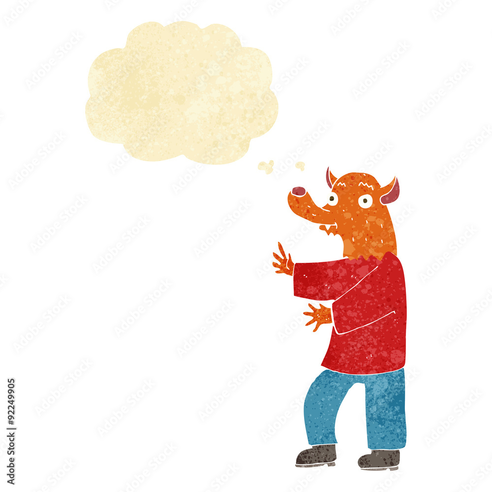 Fototapeta premium cartoon fox with thought bubble