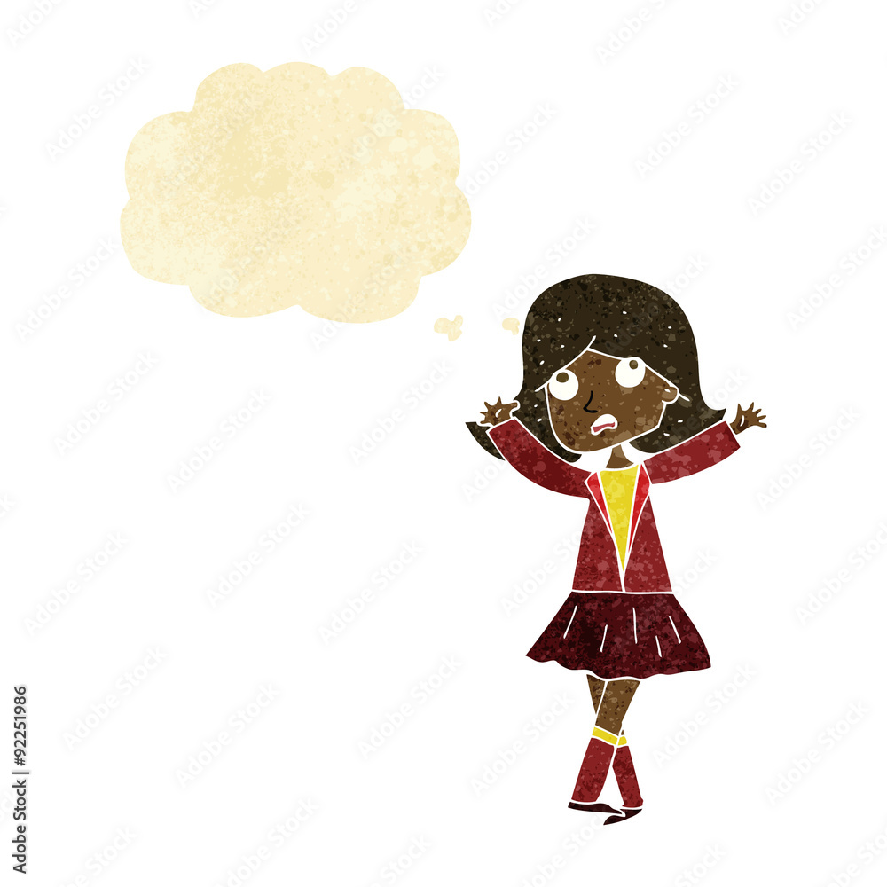 cartoon unhappy girl with thought bubble cartoon unhappy girl with thought bubble
