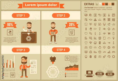 Three D printing flat design Infographic Template