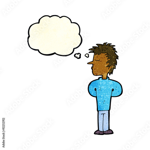 cartoon man ignoring with thought bubble