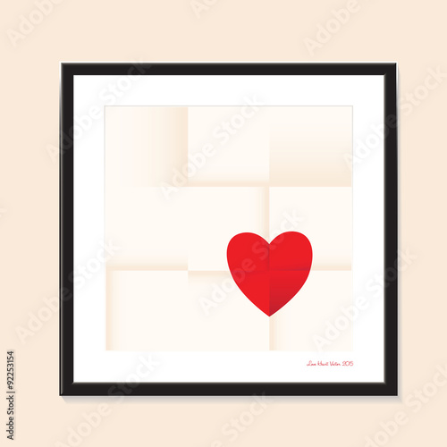 love heart paper and black frame background 