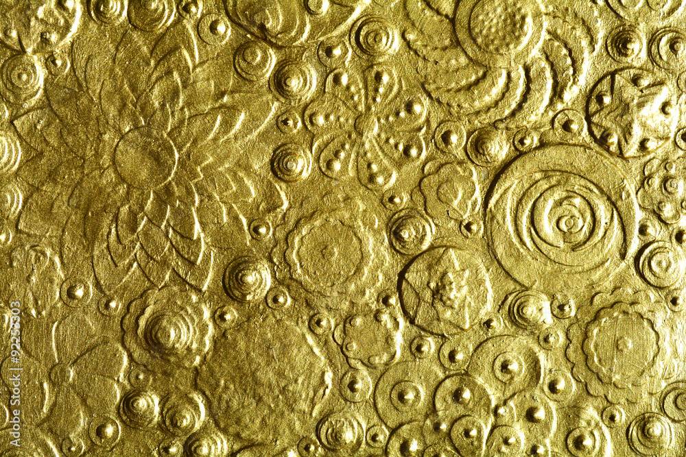 Golden flowers surface background, gold background, painting