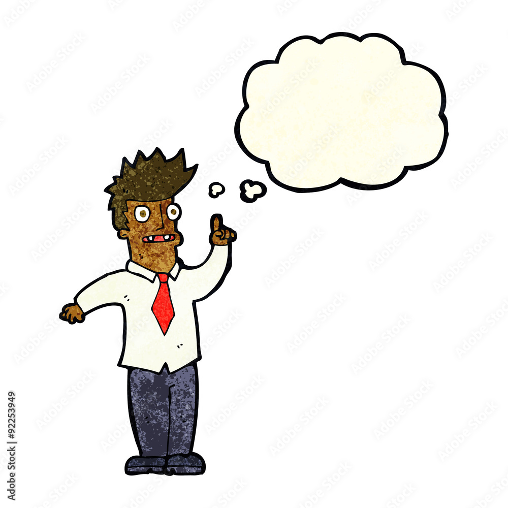 cartoon man with idea with thought bubble cartoon man with idea with thought bubble