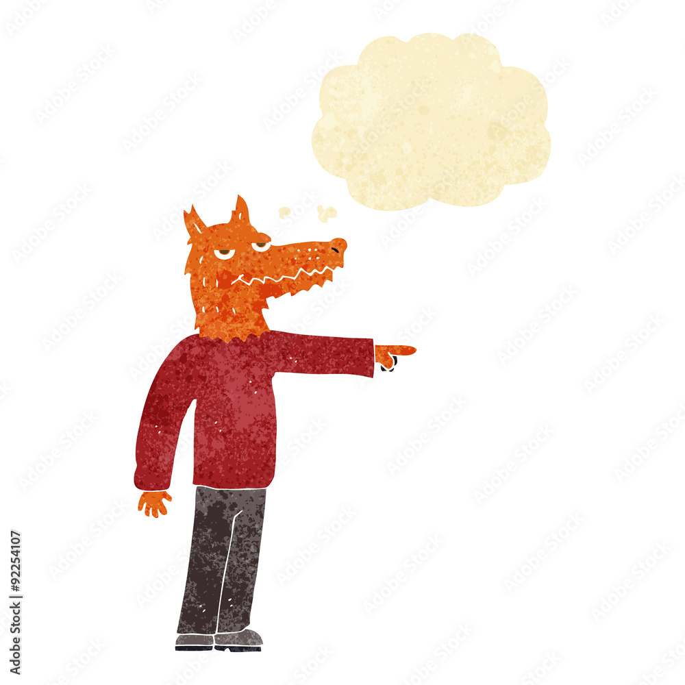 cartoon fox man pointing with thought bubble cartoon fox man pointing with thought bubble