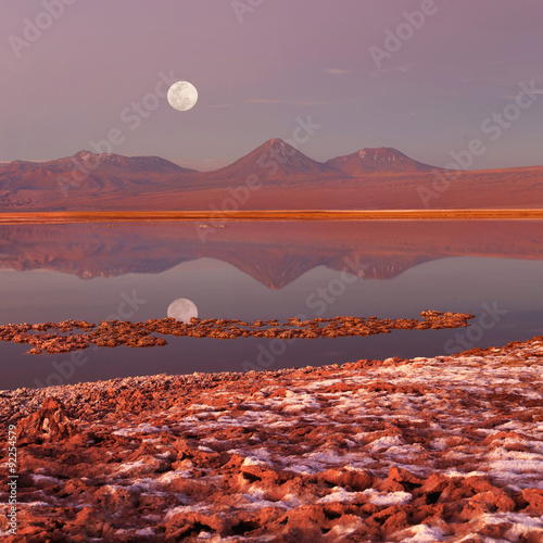Tebenqueche lagoon, Licancabur volcano, Atacama desert, Chile photo