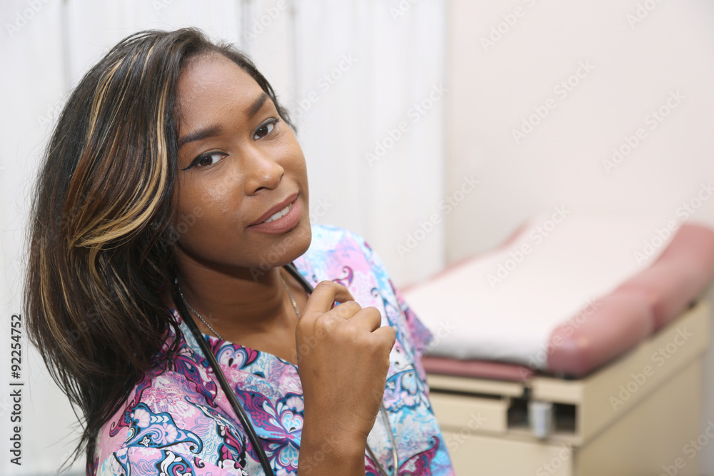 Young attractive female African American nurse