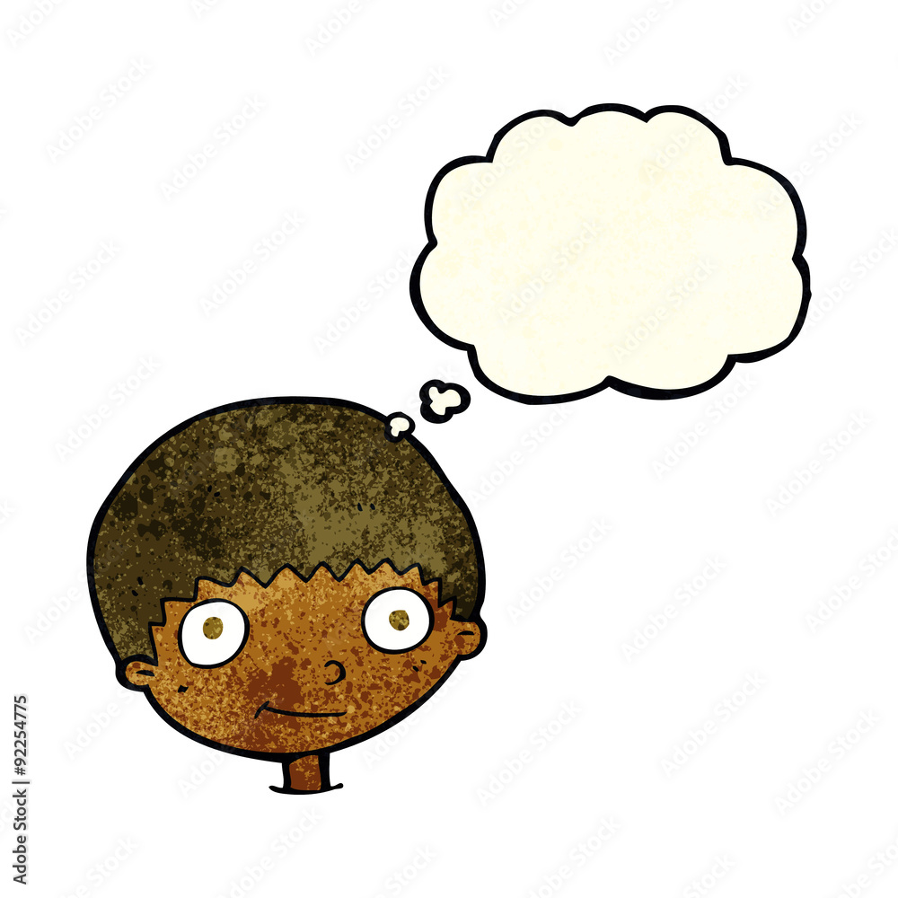 cartoon happy boy with thought bubble cartoon happy boy with thought bubble