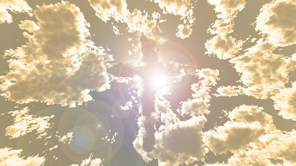 Colorful Cloud cross in sky