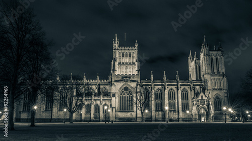ENGLAND, BRISTOL - 13 APRIL 2015: Bristol Cathedral by night