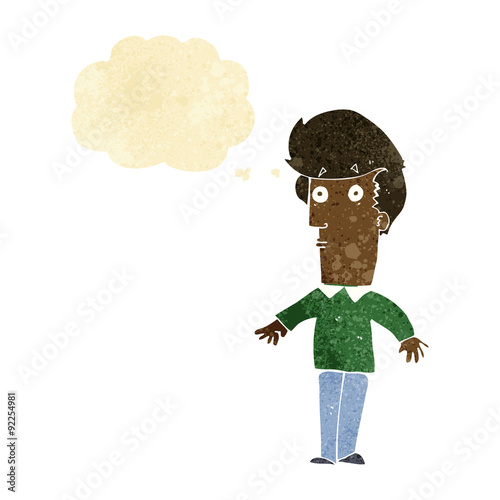 cartoon startled man with thought bubble