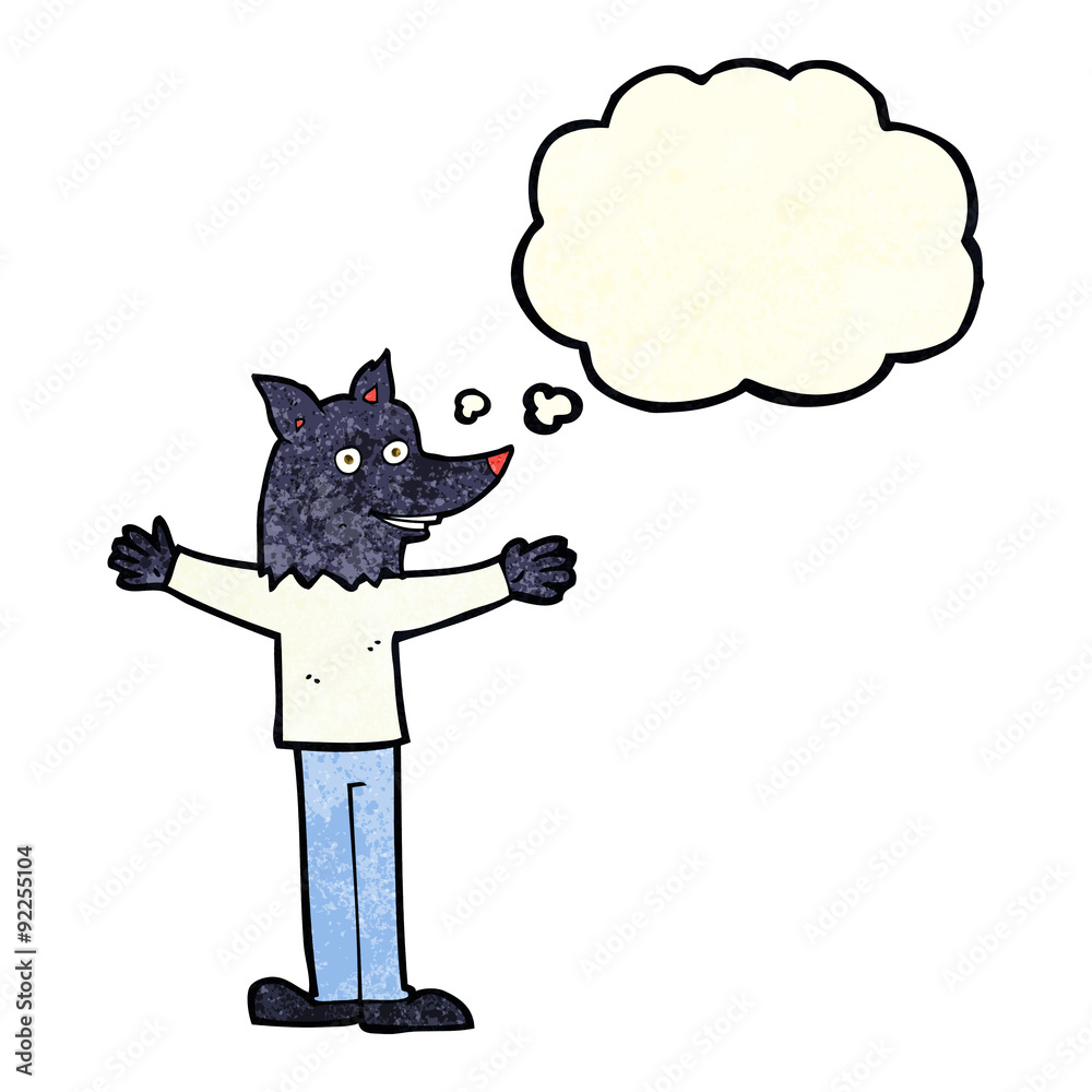 Fototapeta premium cartoon werewolf with thought bubble