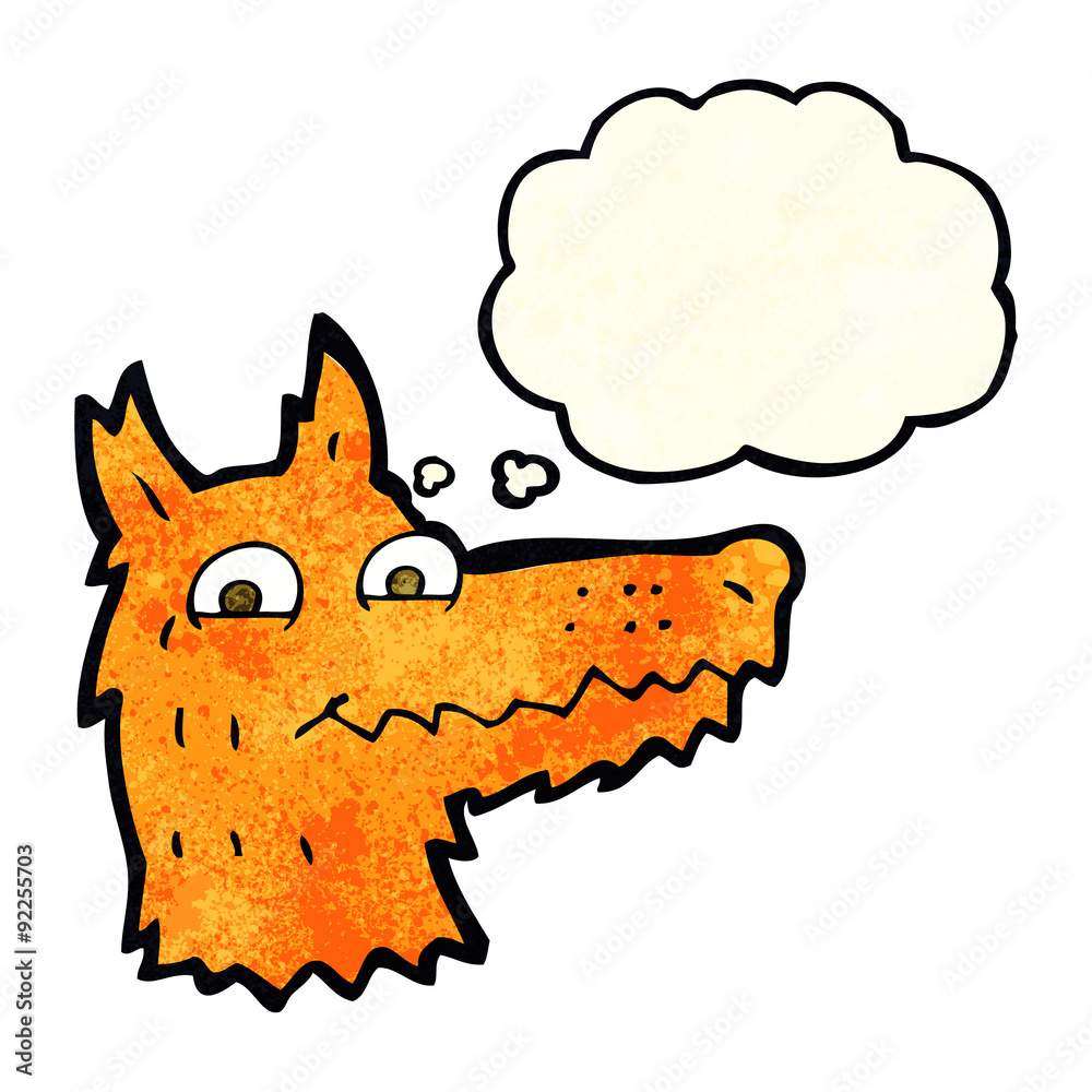 cartoon fox head with thought bubble cartoon fox head with thought bubble