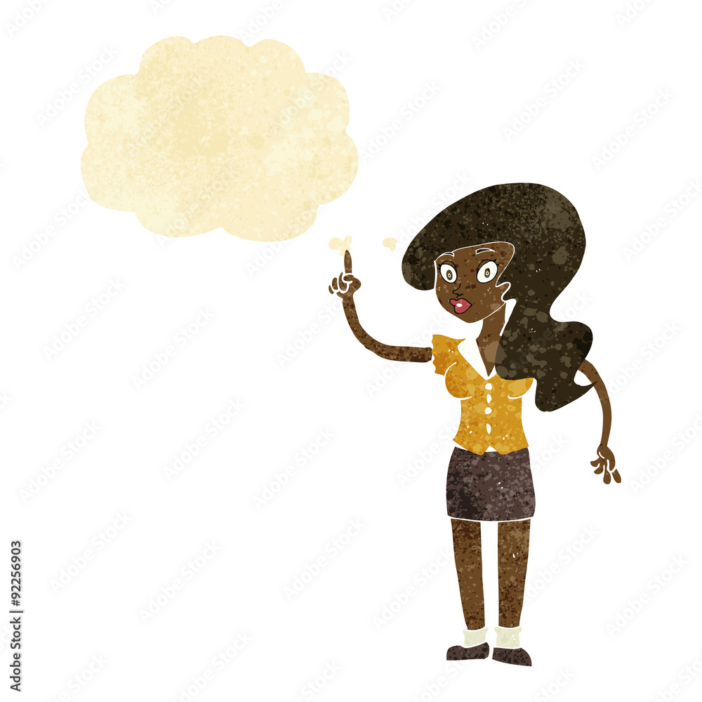 cartoon pretty woman with idea with thought bubble cartoon pretty woman with idea with thought bubble