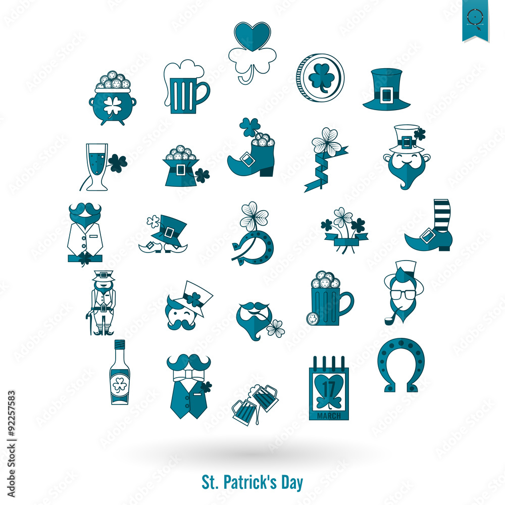 Saint Patricks Day Isolated Icon Set Saint Patricks Day Isolated Icon Set