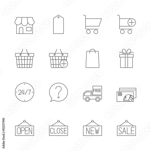 shopping icons set