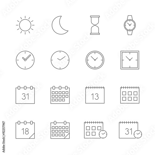 time date icons set